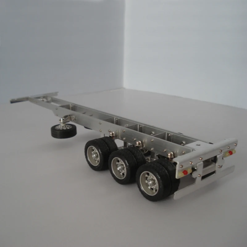 1PCS 1/30 1/32 Scale 3-axis 2-crossbeam Trailer Chassis Model Length 400mm Spring Shock-absorbing DIY Container Trail Car Frame
