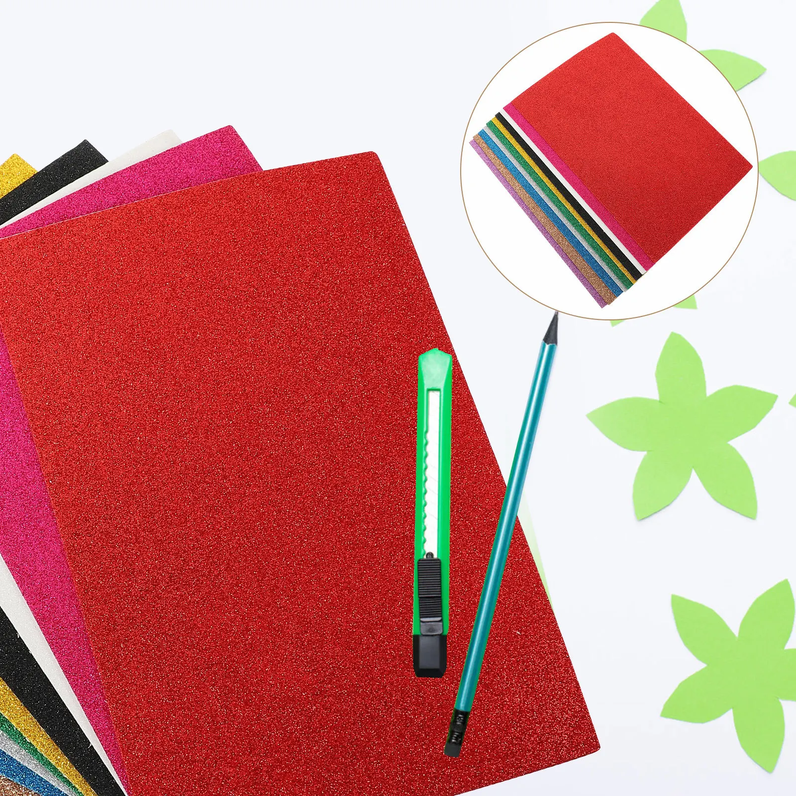 

10 Sheets Glittered Eva Foam Sheets Multi-Function Craft Paper for School Art Projects DIY Accessories Self-Adhesive Craft Sheet
