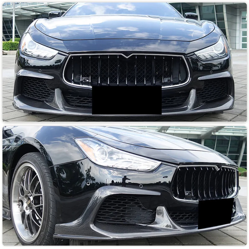 Car Front Bumper Lip Spoiler For Maserati Ghibli 2014 2015 2016 Carbon Fiber Racing Front Lip Chin Protector Apron Guard