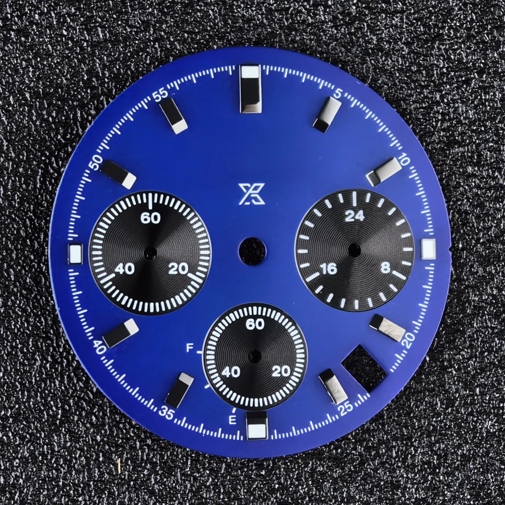 VK63 Dial S Dial Diameter 29.5Mm Prospex Wajah Kronograf Bercahaya 6 Tangan Cocok untuk Aksesori Jam Tangan Pergerakan Kuarsa VK63