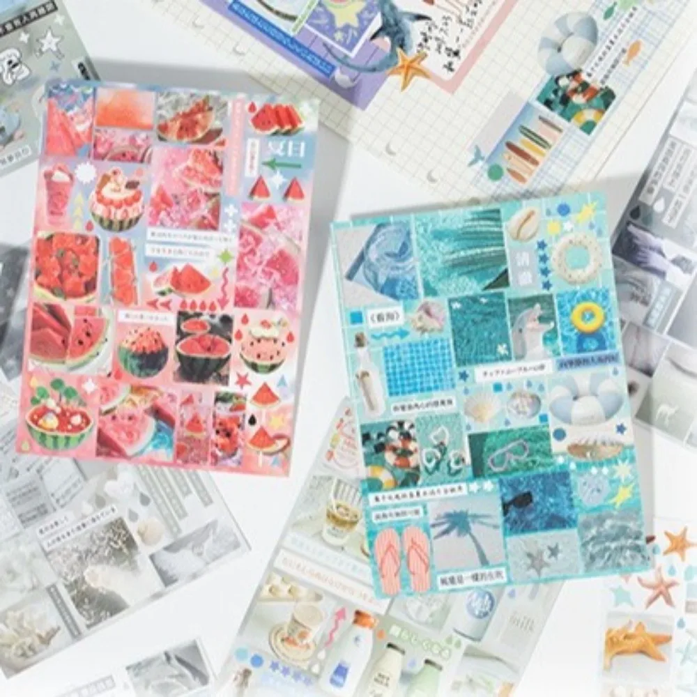 Cute Die-cut 3D Sticker Book Cartoon Style Cut Film Coil DIY Scrapbook Stickers Collage Material Wind-Cut Film