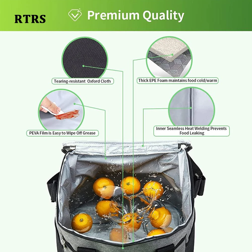 Foldable Soft Cooler Bag with Hard Liner Large Insulated Picnic Lunch Bag Box Cooling Camping Bag for Family Outdoor Activities