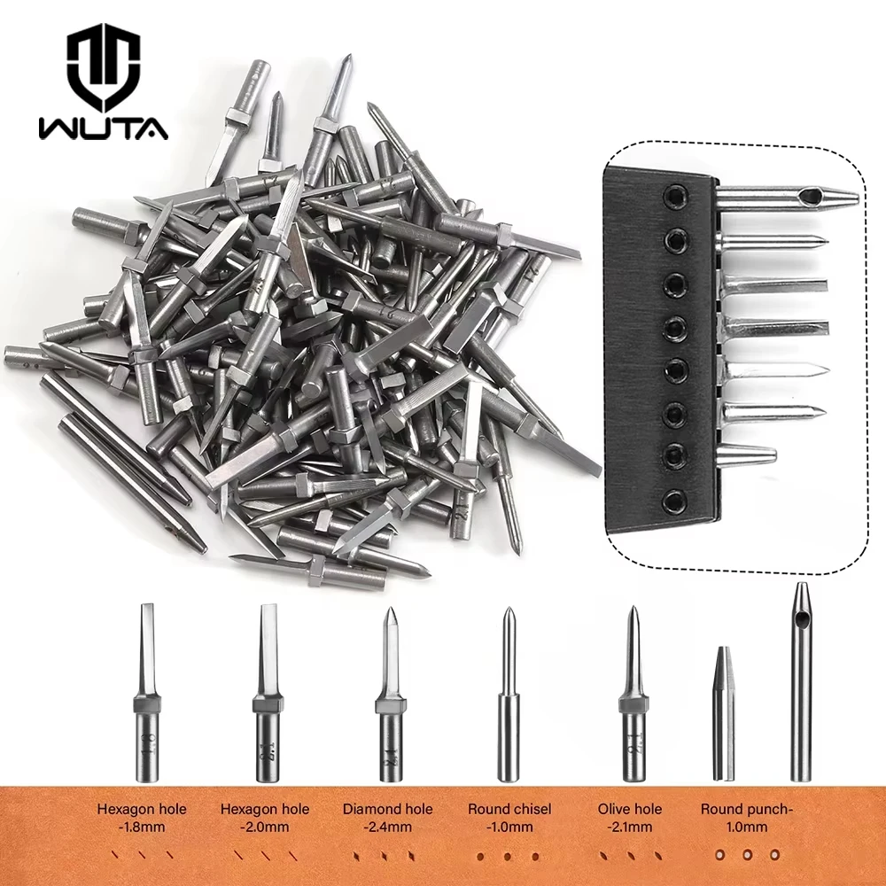 WUTA 20 Pcs Replaceable Round Hole Head French Style Chisel Diamond Punch Accessories for 3rd Generation Leather Craft Tools
