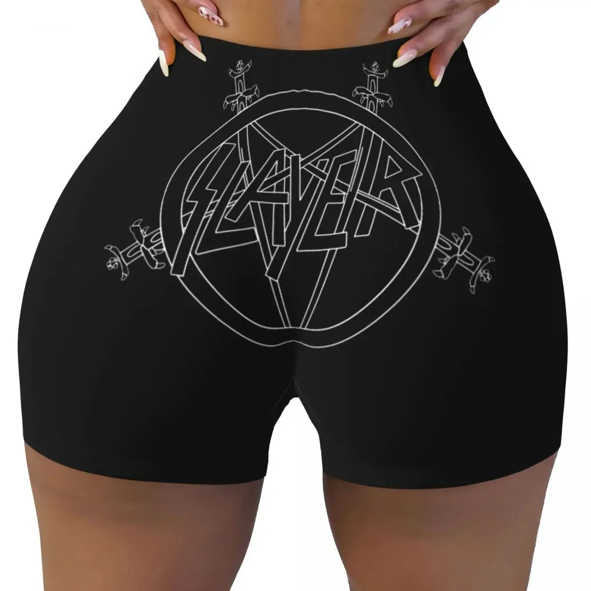 Custom Slayers Thrash Metal Running Volleyball Gym Shorts Women Heavy Rock Roll Band Athletic Workout Yoga Shorts