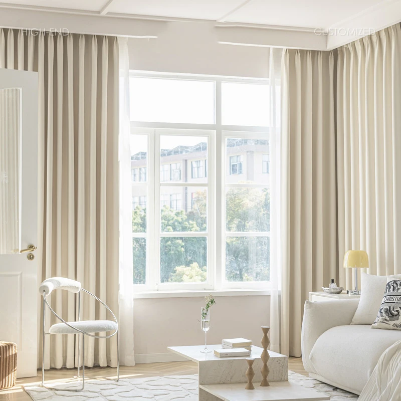 

Korean style high-density opaque cotton and linen curtains warm and comfortable curtain fabrics customized in a variety of color