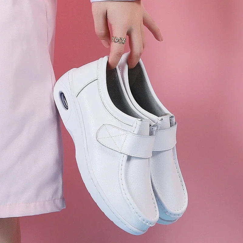 autumn and winter new fashion casual adult women\'s shoes Nurse shoes white flat leather fashion white women shoes