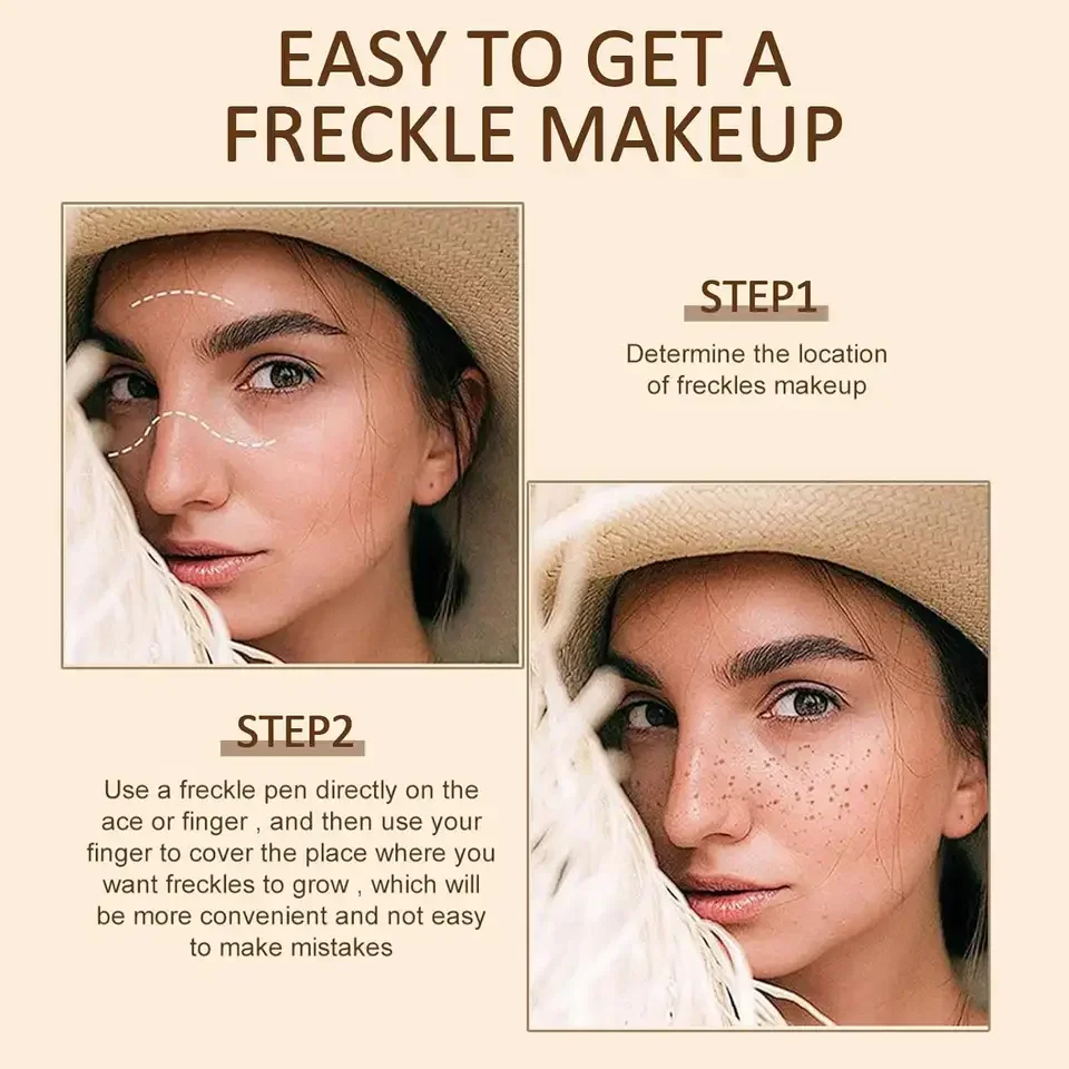 DEZONE  2 in 1 Freckle Blush Pencil Long Lasting Waterproof Looking Fake Freckles Stamp Sunkissed Face Easy To Wear Makeup