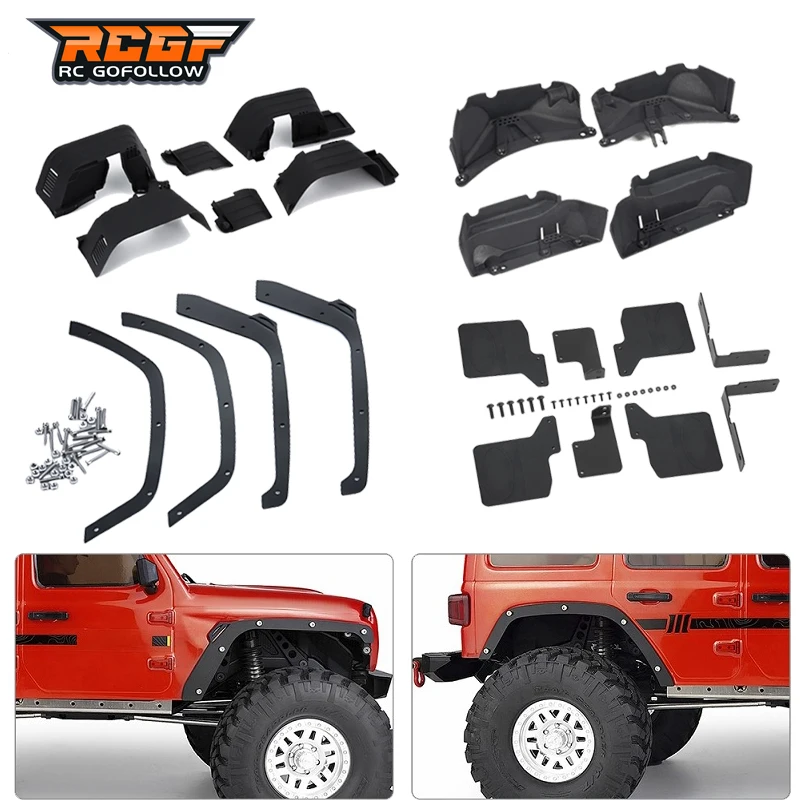 

Rubber Front Rear Mud Flaps Fender for 1/10RC Crawler Axial SCX10 II 90046 90047, SCX10 III AXI03007 Chassis 313mm Wrangler Body