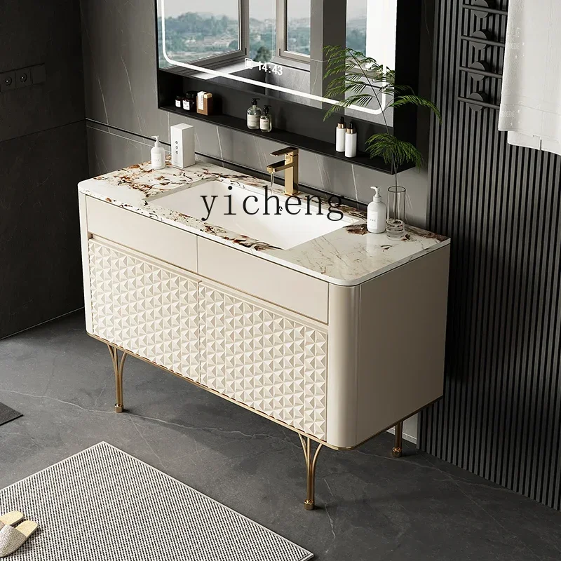 

TQH light luxury bathroom cabinet hand wash cabinet villa high-end modern simple floor wash basin cabinet
