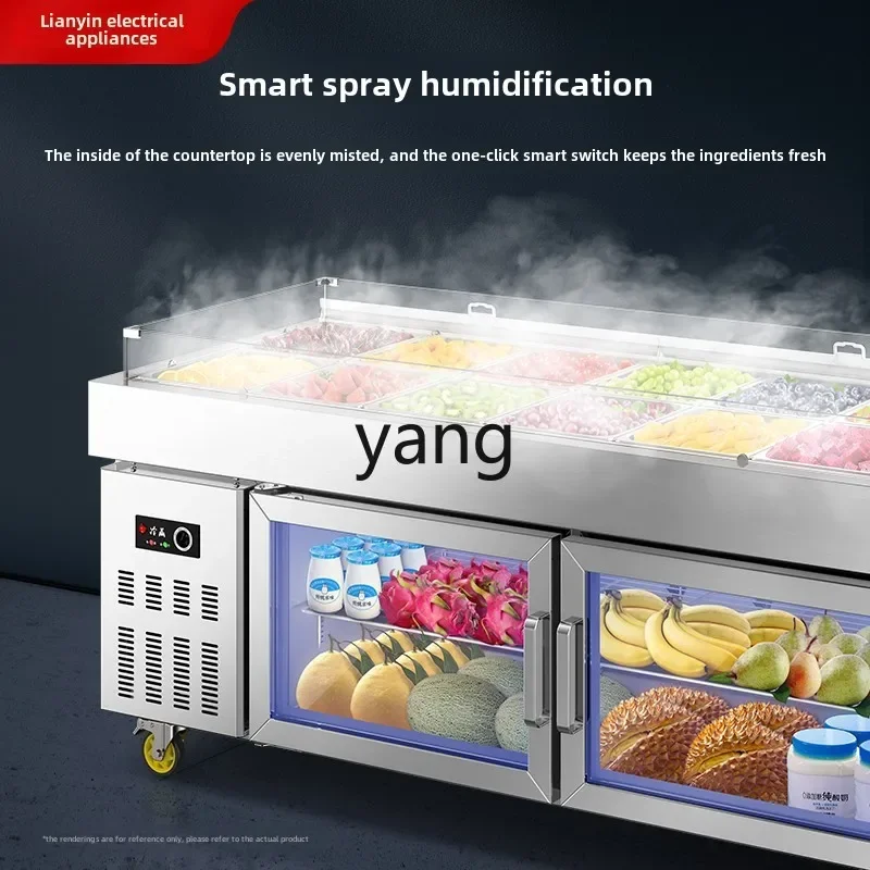 CX fruit fishing display cabinet spray refrigerated salad table slotted commercial fresh-keeping cabinet