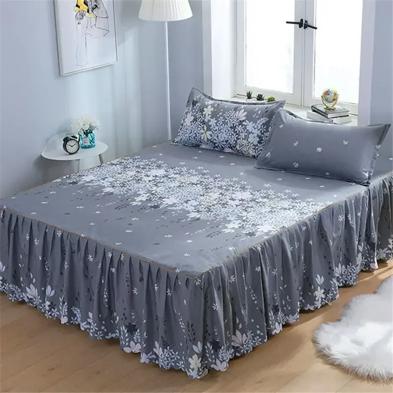 Stylish Single-piece Bed Circumference Skirt, Korean Version Bedspread & Coverlet, Fade-Resistant Design