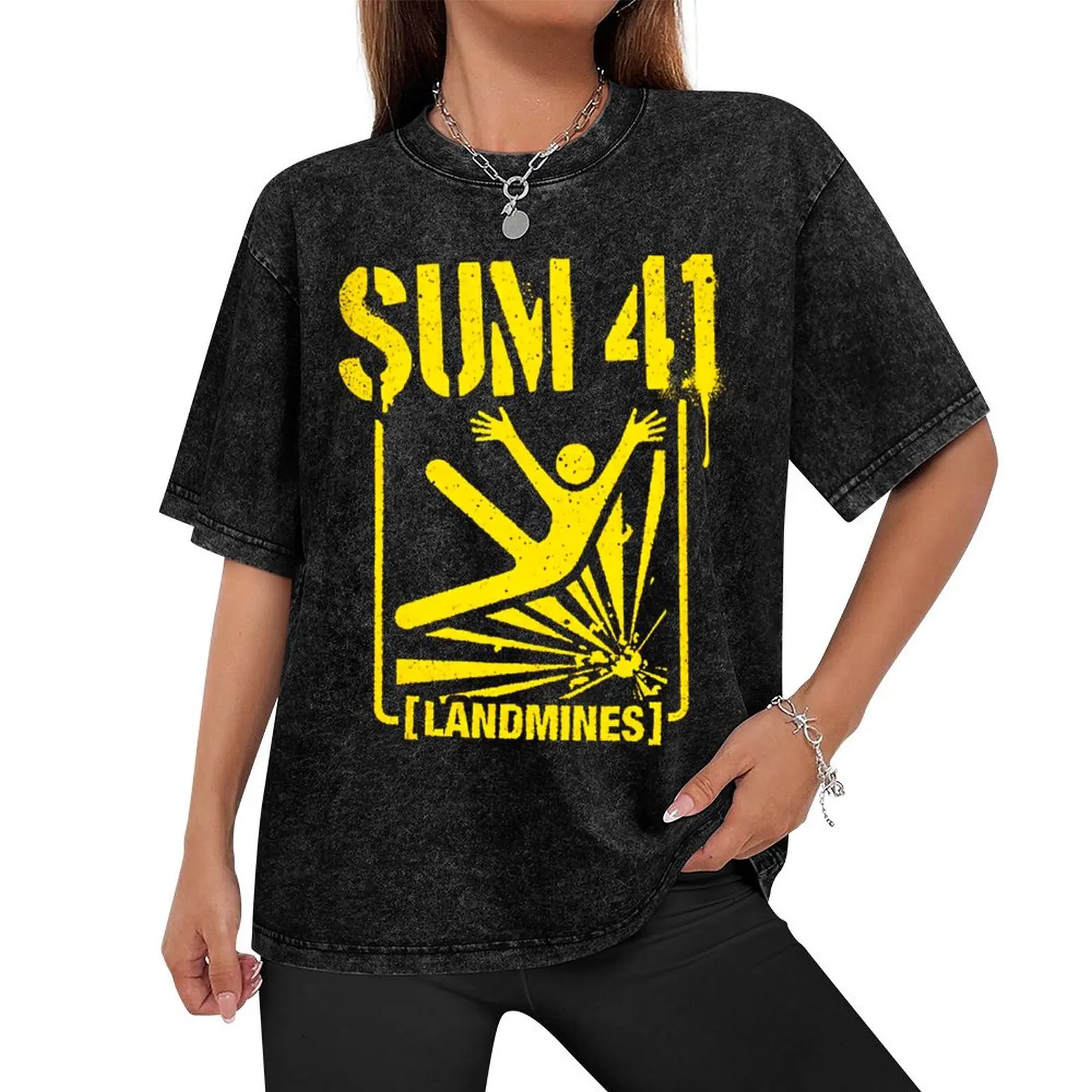 Landmines Yellow T-Shirt blue archive man t shirt basketball graphic tees t shirts men