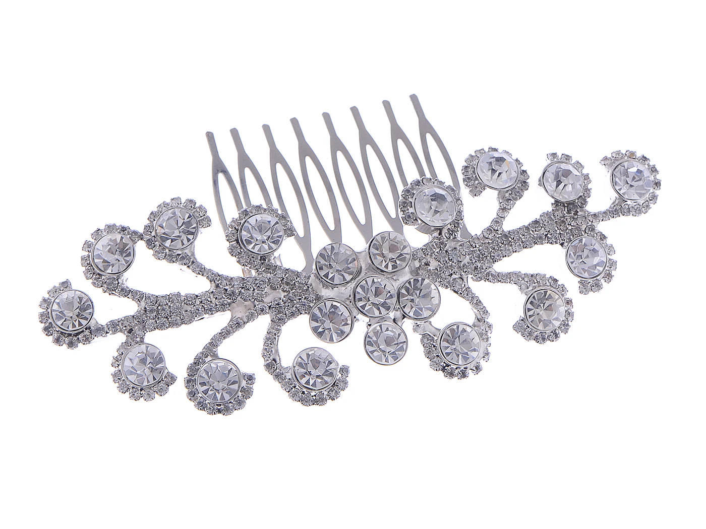 

Silvery Tone Clear Crystal Rhinestones Elegant Daisy Flower Bridal Hair Comb