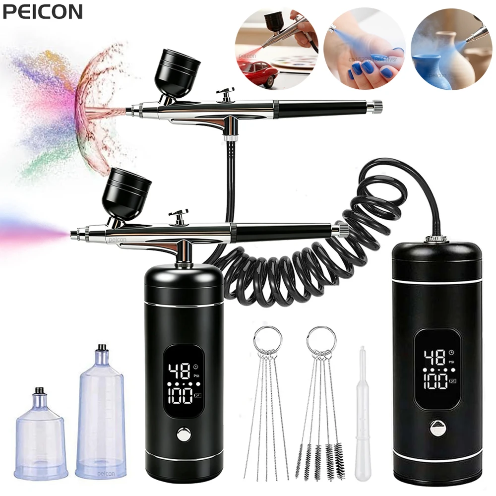 Airbrush with Compressor Portable Airbrush Painting Mini Spray Gun for Painting Electric Paint Gun Air Brush with Compressor Kit