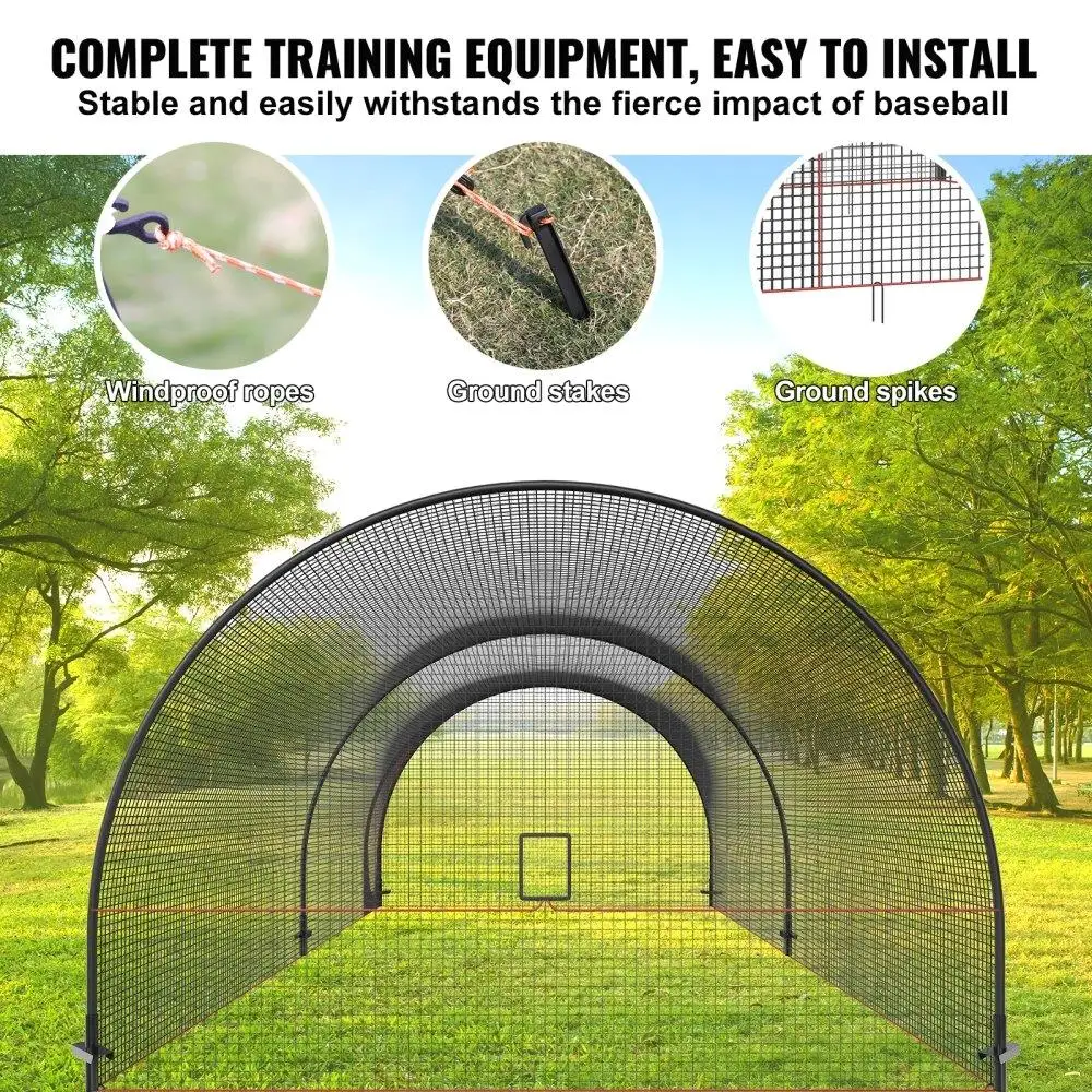 Heavy-Duty 22-Foot Portable Baseball Batting Cage Net with Frame for Backyard Softball Training with Carry Bag Included