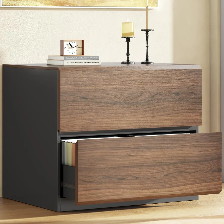 Home Office 2-Drawer Lateral File Cabinet, Steel, Matte Black, Space-Saving Design with Smooth-Gliding Drawers