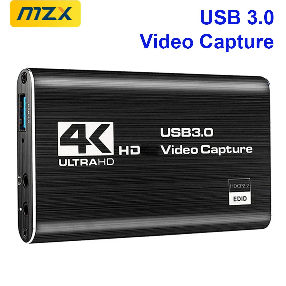 MZX Video Capture Card HDMI-Compatible 4K 30Hz 60Hz USB 3.0 1080P 30fps 60fps HD Recorder Grabber Capturing Game Live Audio Mic