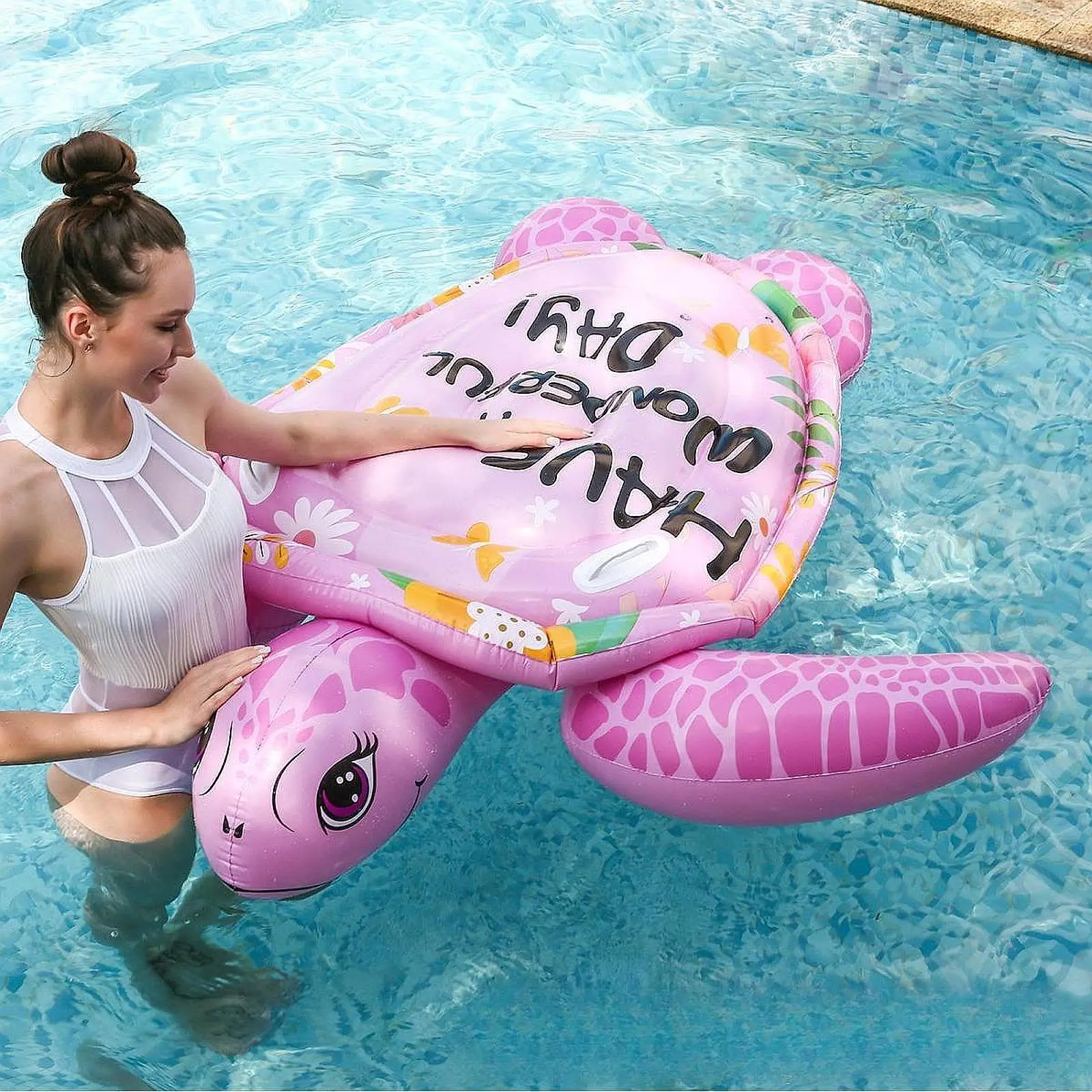 

Inflatable Turtles On Water Floating Rafts Hammock Pool Raft Pool Hammock Float for Beach Outdoor Pool Party Swimming Circles