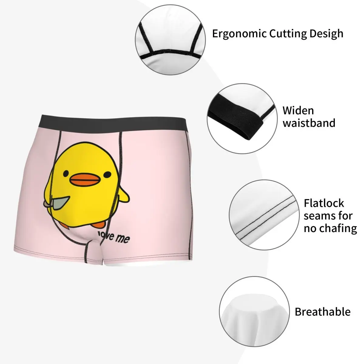 Boxer Underpants Shorts Duck With Knife Love Me Version Kawaii Duck Knife Duck Panties Men's Breathable Underwear for Homme Man