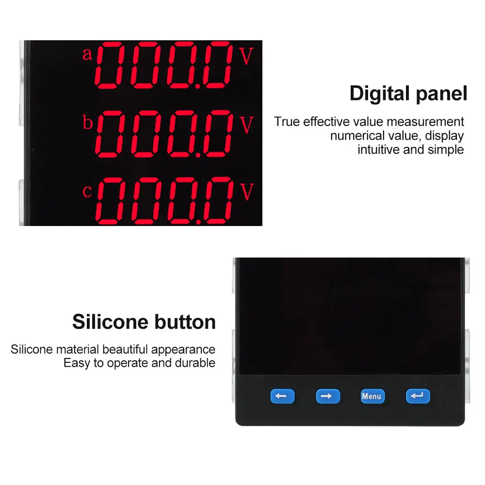 AC 220V LED 3 Phase Digital Voltmeter Ammeter MultiFunction Voltage Current Power Frequency Meter RS485 Communication