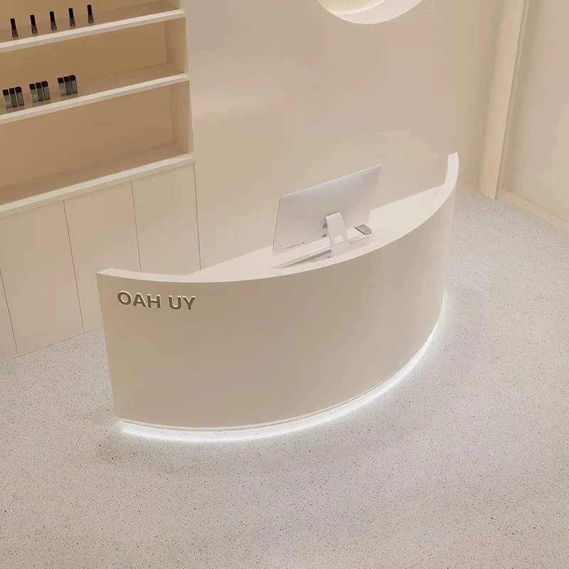 

Beige Modern Reception Desks Aesthetic Custom Beauty Front Reception Desk Specialty Commercial Empfangs Tresen Furniture