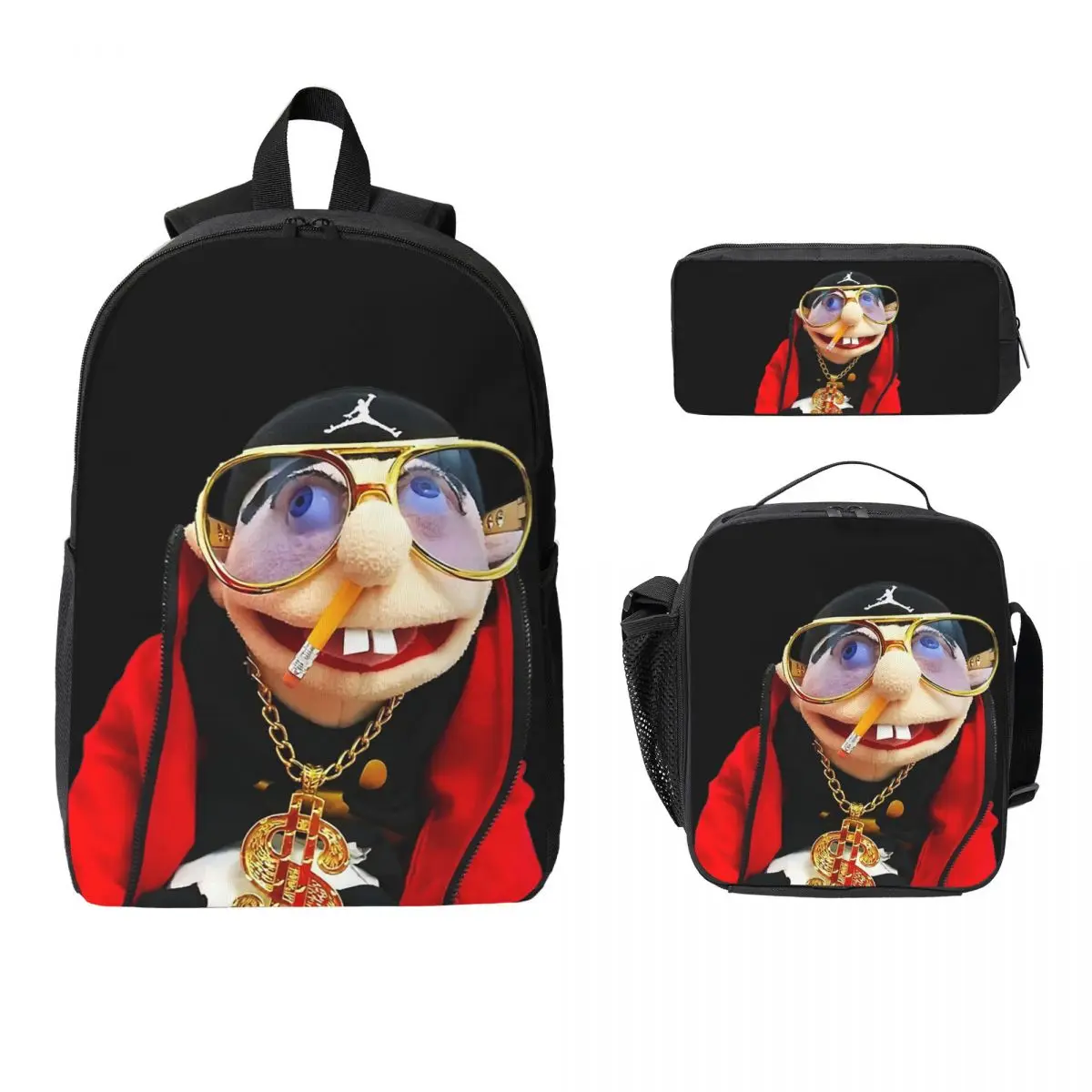 SML Rapper Jeffy Backpack Student Boys Girls BookBag School Bag Laptop Shoulder Bags 3ps Insulated Lunch Bag Pencil Case