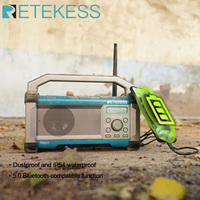 Retekess TR637 Jobsite Radio Portable Radios AM FM Bluetooth Compatible Rechargeable Battery Phone Charging Jobsite Construction