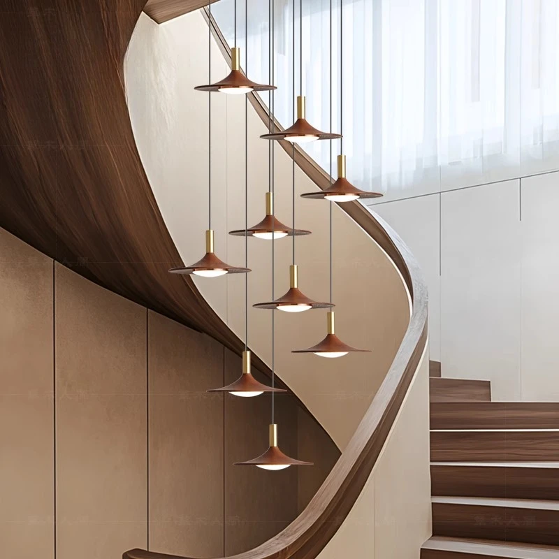 

Staircase Chandelier Long Vintage Style for Villa Loft Small Duplex Space Large Living Room Stairwell Decorative Hanging Light