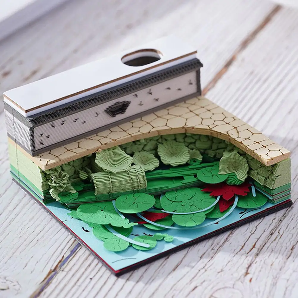 Note Desk Calendar Without Calendar Creative 3D Three-dimensional Sculpture Paper Desktop Landscape Decoration Office F7Z6