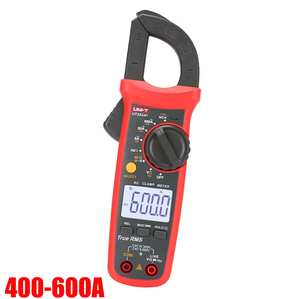 

UNI-T UT202A+ Digital AC Current Clamp Meter Multimeter True RMS 400-600A Auto Range Voltmeter Resistance Test UT202A Plus
