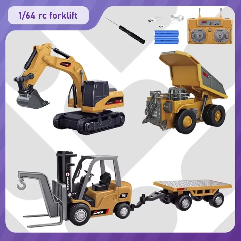 Mini RC Forklift Engineering Vehicle 1:64 Scale Alloy Mobile Phone Controlled Excavator Dumper Model RC Car Remote control car