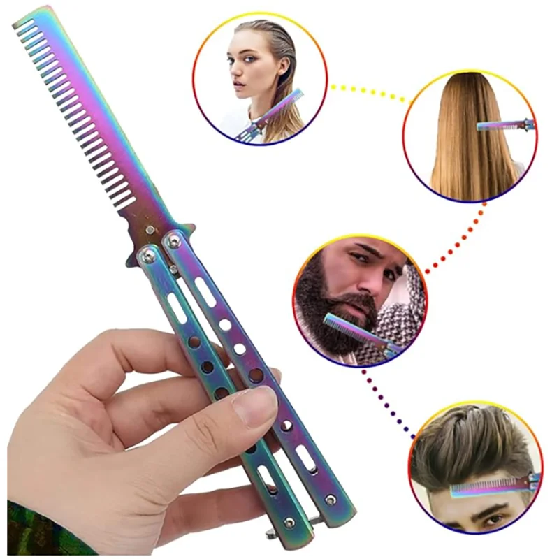 Portable Butterfly Training Knife Foldable CSGO Balisong Trainer Pocket Flail Knife Uncut Blade Butterfly Comb For Training Tool