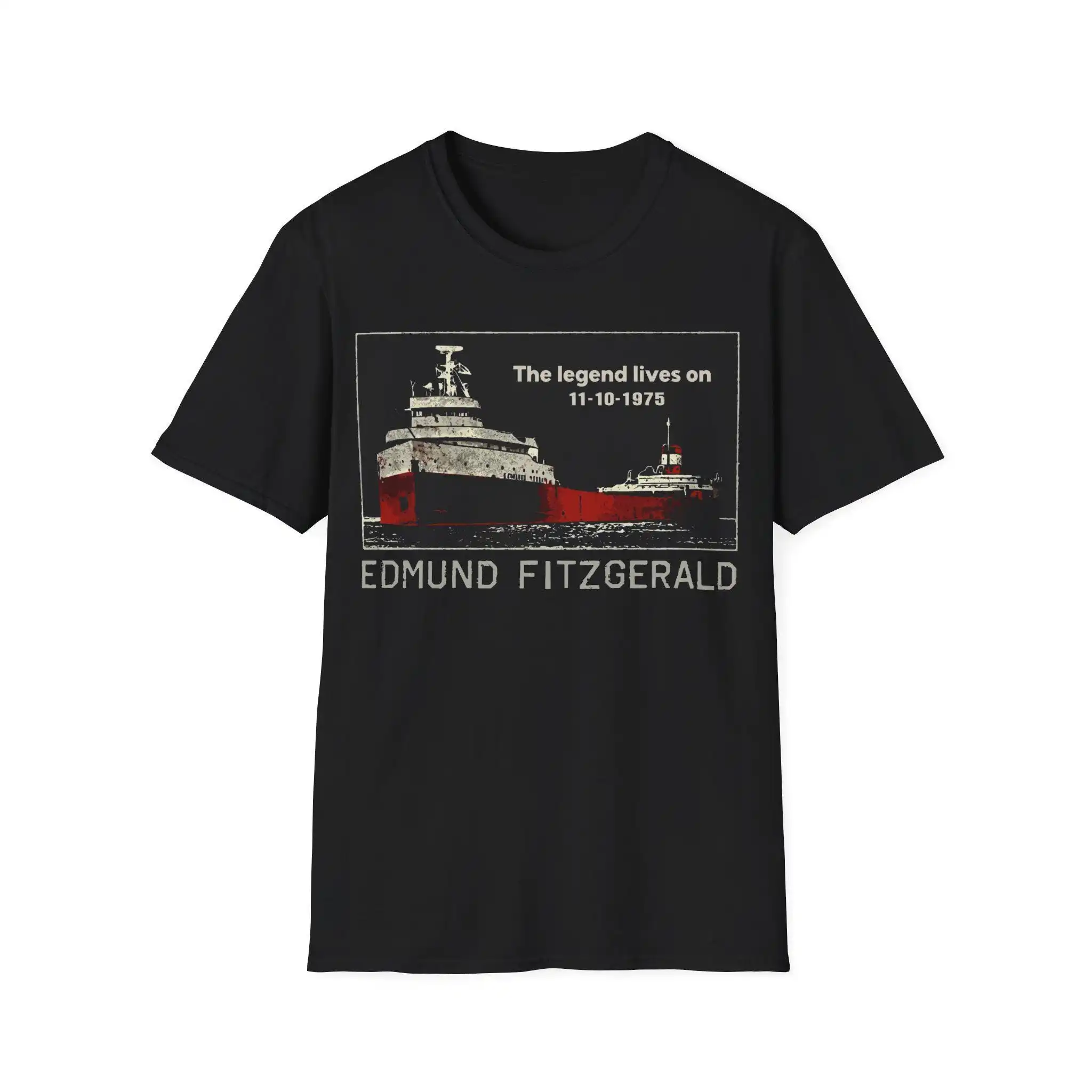 Edmund Fitzgerald Shirt, Great Lakes Freighter Tee, Michigan Shipwreck History T-shirt, Maritime Tragedy Tee Shirt