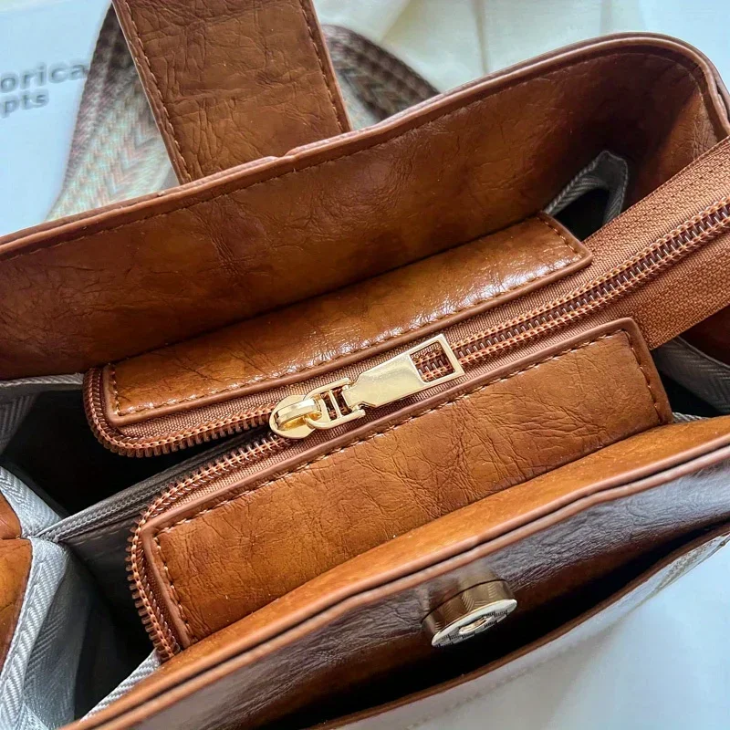 Vintage eenvoudige PU lederen emmer crossbody tassen voor dames luxe designer handtassen dame zwarte schoudertas