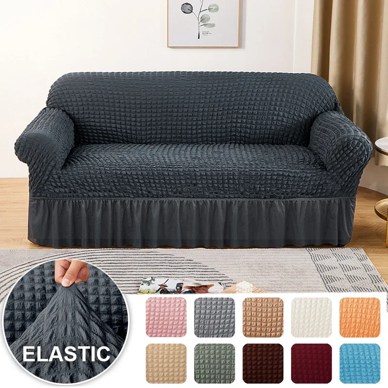 Seersucker Sofa Cover Elastic Sofa Slipcover adjustable Sofa Cover Furniture Protector For Living Room Bedroom Office Home Decor