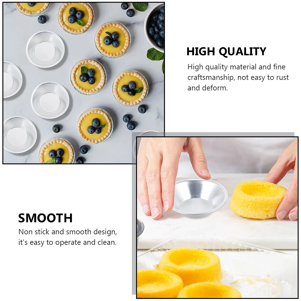 

10pcs Egg Tart Molds Non-Stick Aluminum Alloy Baking Tools Reusable Tartlet Pudding Cake Molds For Home Kitchen Bakery