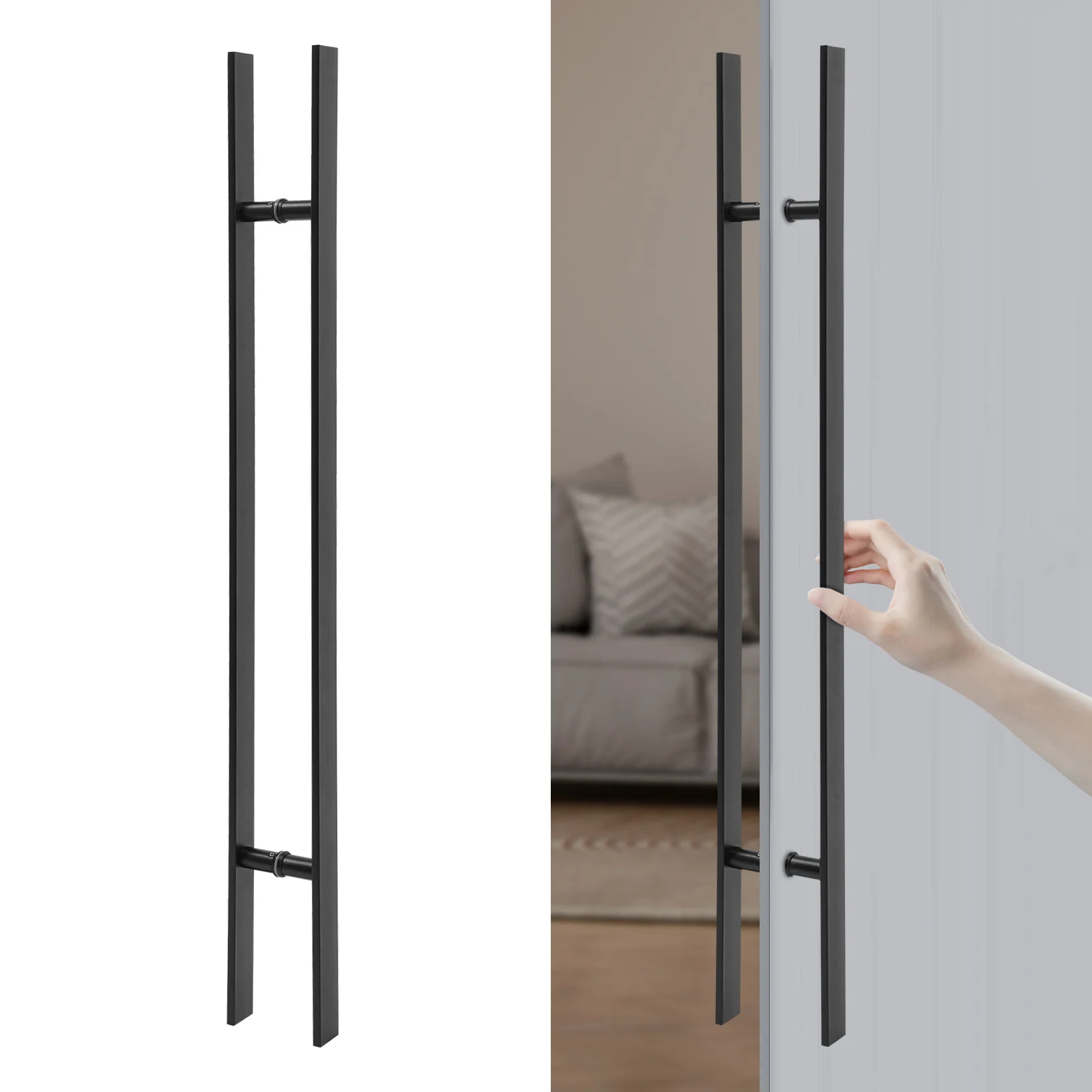 

Двусторонняя дверная ручка-скоба из нержавеющей стали, коммерческая, H-образная, черная