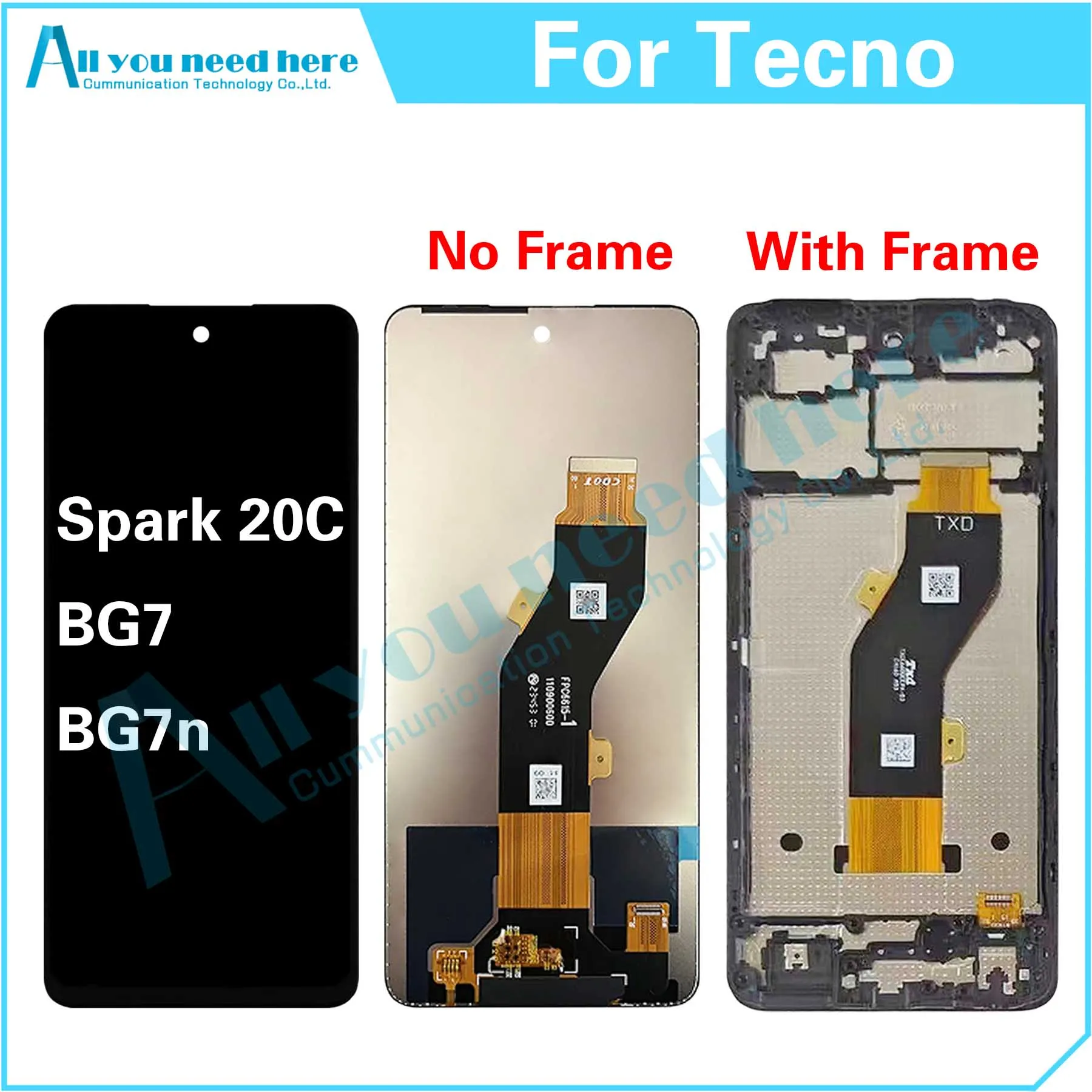 

100% Test For Tecno Spark 20C BG7 BG7n LCD Display Touch Screen Digitizer Assembly For Spark20C Repair Parts Replacement