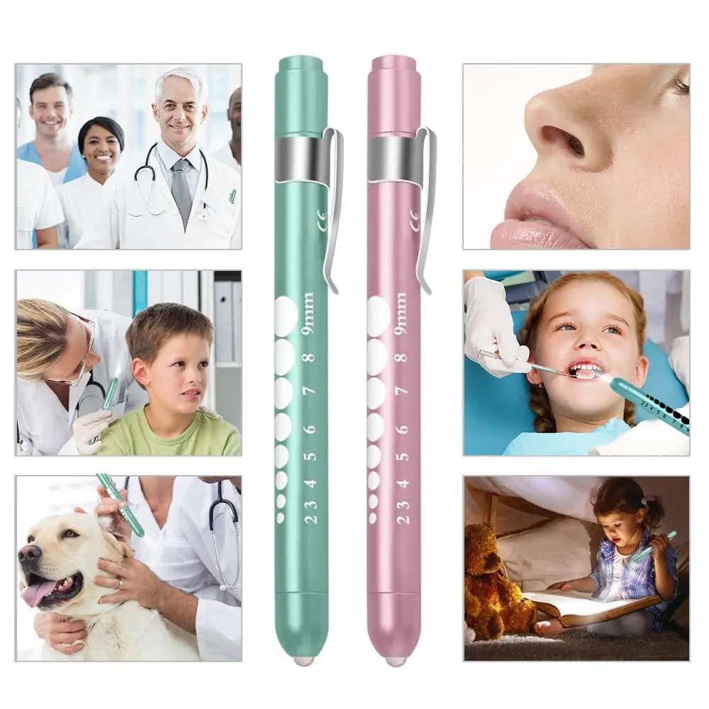 LED Penlight Torch Pocket Flashlight Penlight Handheld Portable Lamp Lantern Medical Pen Torch with Pupil Gauge for Nurse Doctor