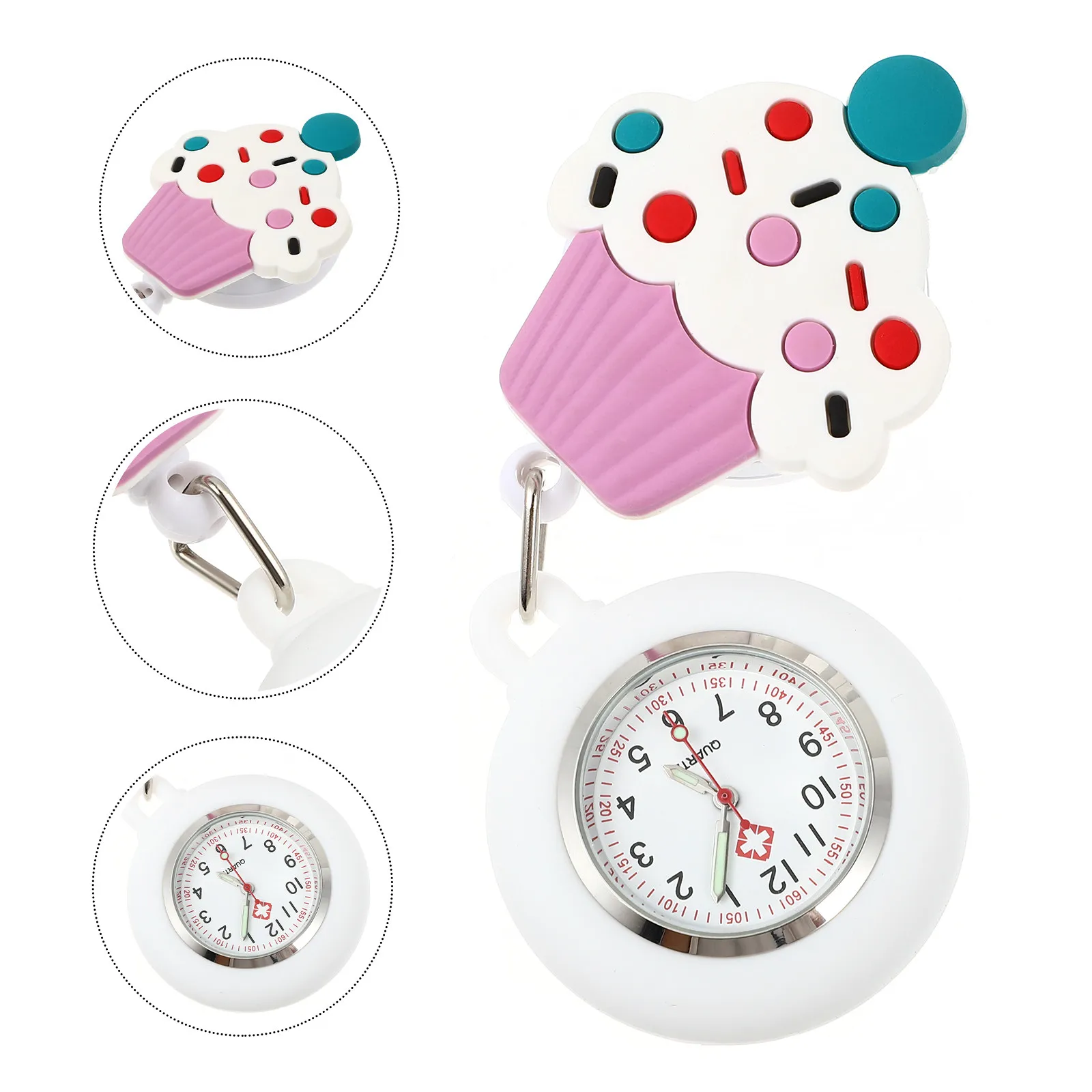 1Pcs Soft Silicone Nurse Pocket Watch Retractable Clip on Hanging Fob Watch Healthcare Nursing Accessories