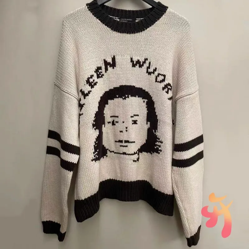 

24ss Winter Enfants Riches Dprimes Sweaters Cartoon Portrait Color Block Thick Knitt Round Neck Pullover Men Women ERD Sweater