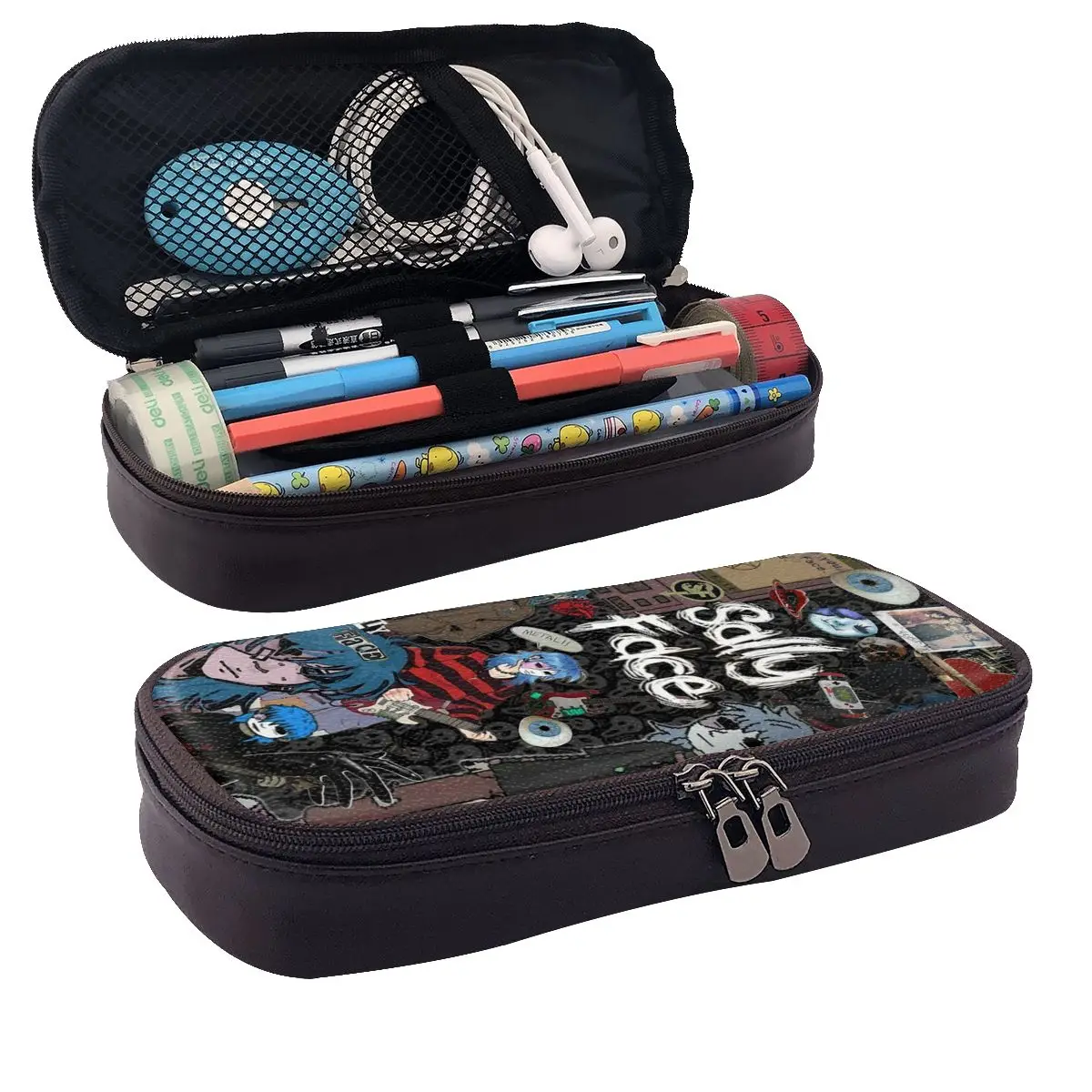 Sally Face Game Anime SF Leather Pencil Cases Pen Holder Storage Stationery Supplies Pen Box Pencil Bag for Boy Girl School
