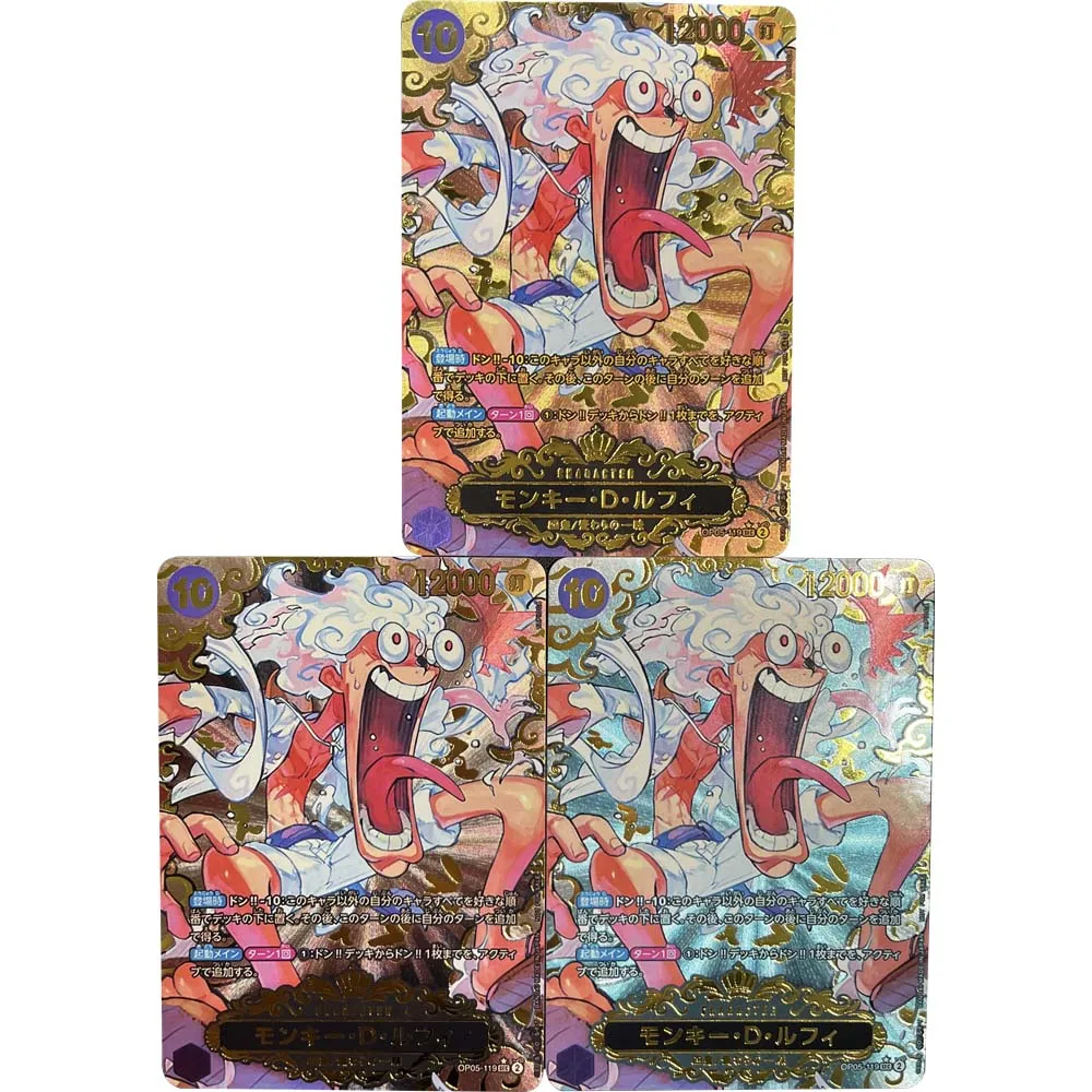 3pcs/set OPCG Champion Monkey D.Luffy Anime Collection Card Championships Commemorative Card Coarse Color Flash Child Gifts