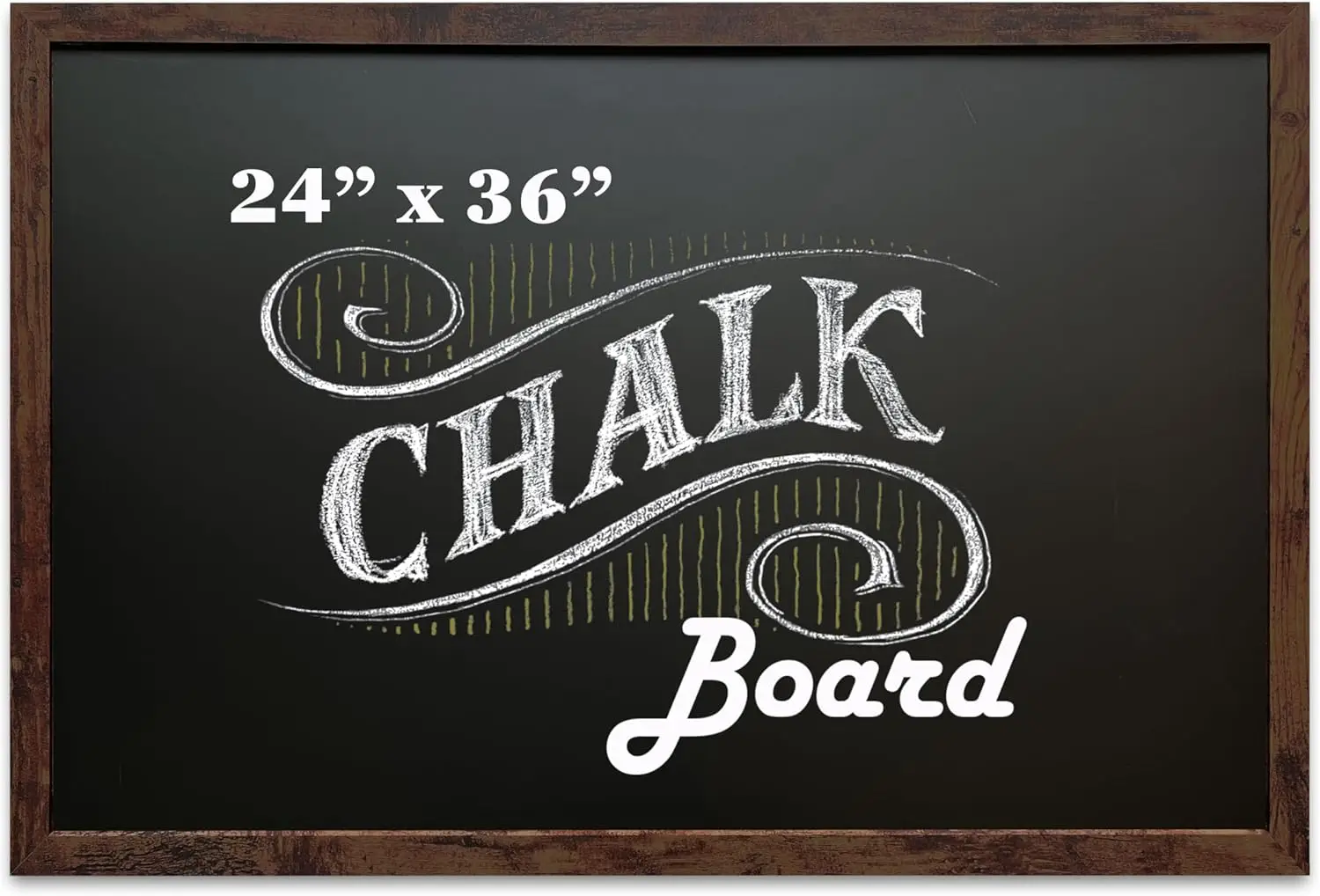 

Magnetic Chalkboard with Rustic Wood Frame - 24x36in Stain-Resistant Wall Decor for Photos, Notes & Calendar