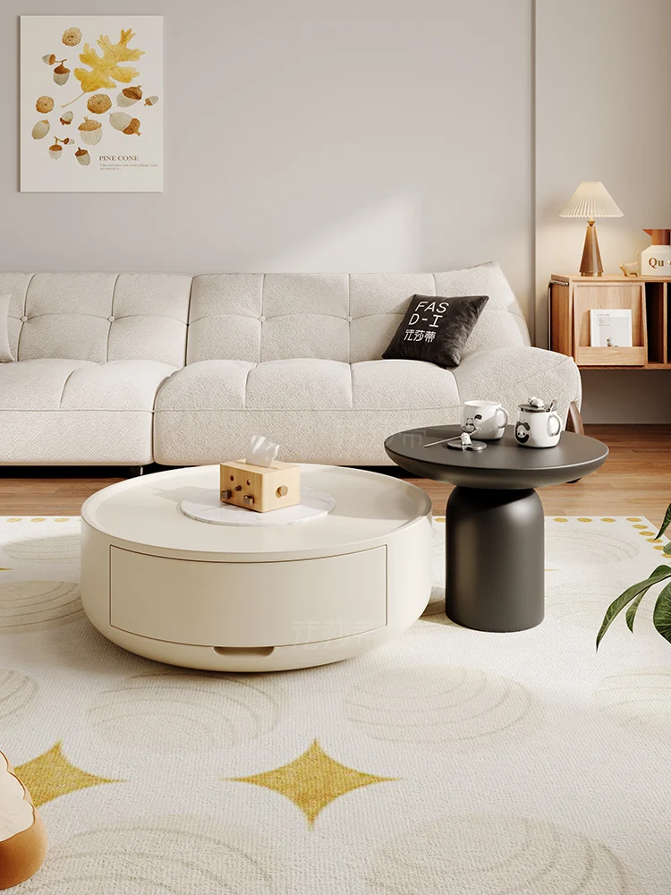 

Slate size round coffee table combination small apartment living room household small side balcony