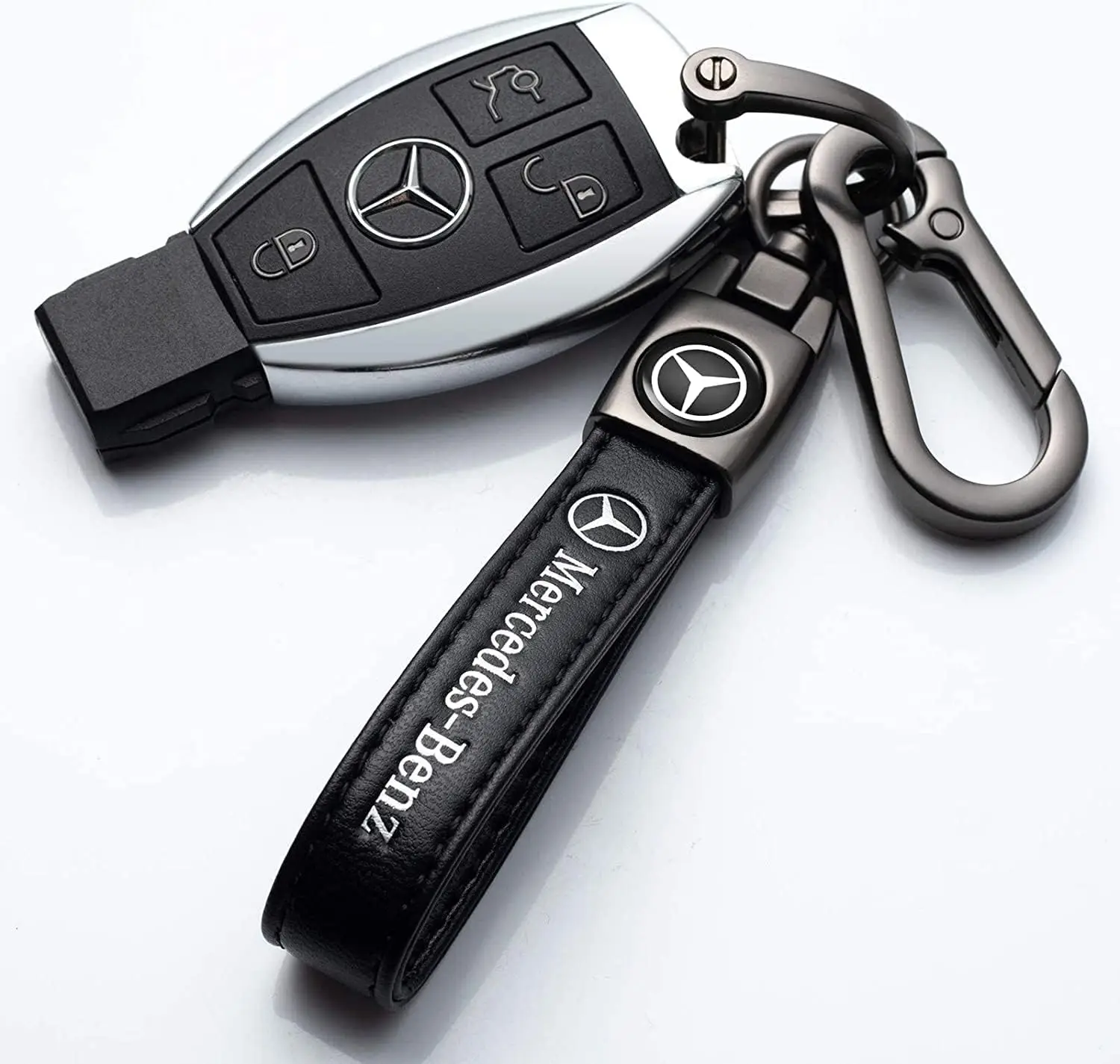 Leather Car Emblem Key Chain Ring Keyring Accessories for Mercedes Benz AMG W177 W176 X166 X167 C257 C218 X253 C118 C117 H247