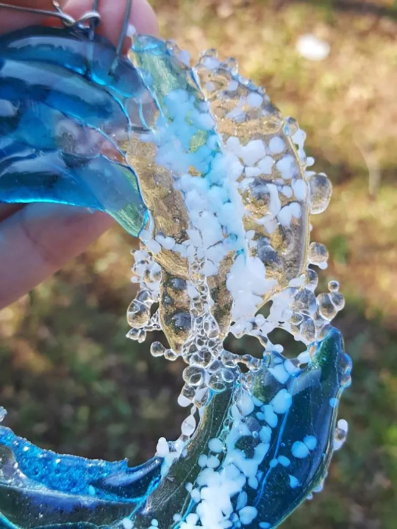 Resin Ocean Wave Pendant - Handmade Blue Sea Decor for Beach Lovers | Unique Gift for Women & Men