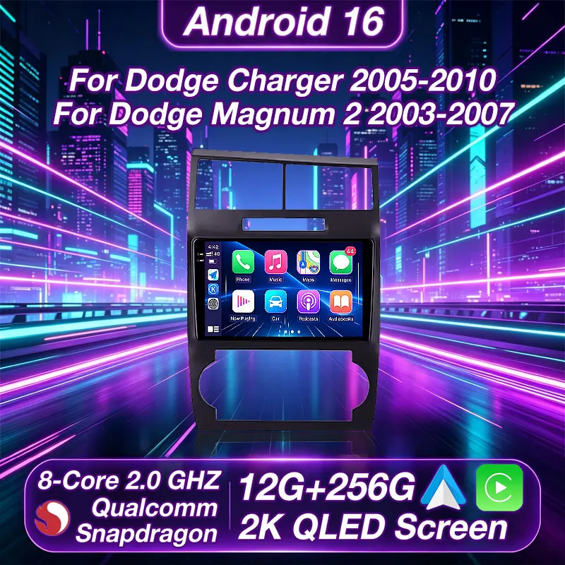 Android 16 Carplay Auto para Dodge Charger 2005-2010, para Dodge Magnum 2 2003-2007, Radio para Auto, Reproductor de Video con WIFI 4G+5G, Navegación, BT