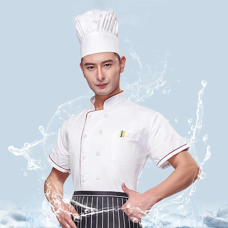 Catering เชฟผ้ากันเปื้อนหมวก3ชุดโรงแรมห้องครัว Uniform หมวกทำอาหารร้านอาหาร Cook เสื้อเบเกอรี่ Waiter ผ้ากันเปื้อน Overalls