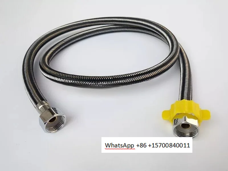 3PCS High pressure explosion-proof 304 stainless steel metal braided hose hot water pipe, toilet double head water inlet pipe
